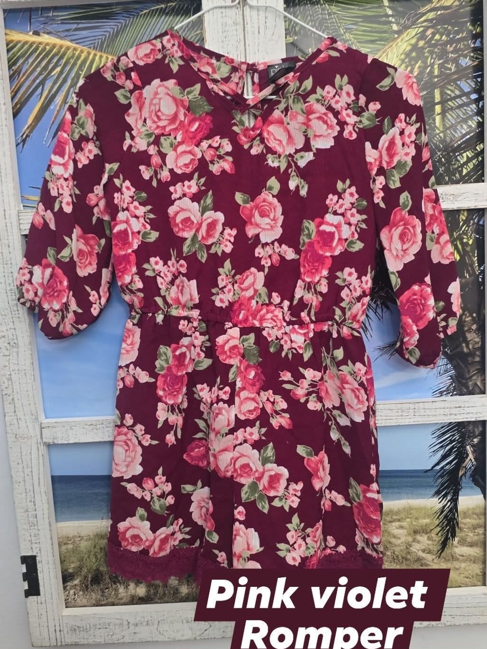 Girls Floral Pink Violet Romper One-Piece Bodysuit